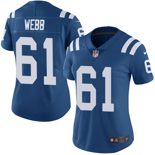 Indianapolis Colts #61 Limited Webb Royal Blue Nike NFL Home Women Vapor Untouchable jerseys->indianapolis colts->NFL Jersey